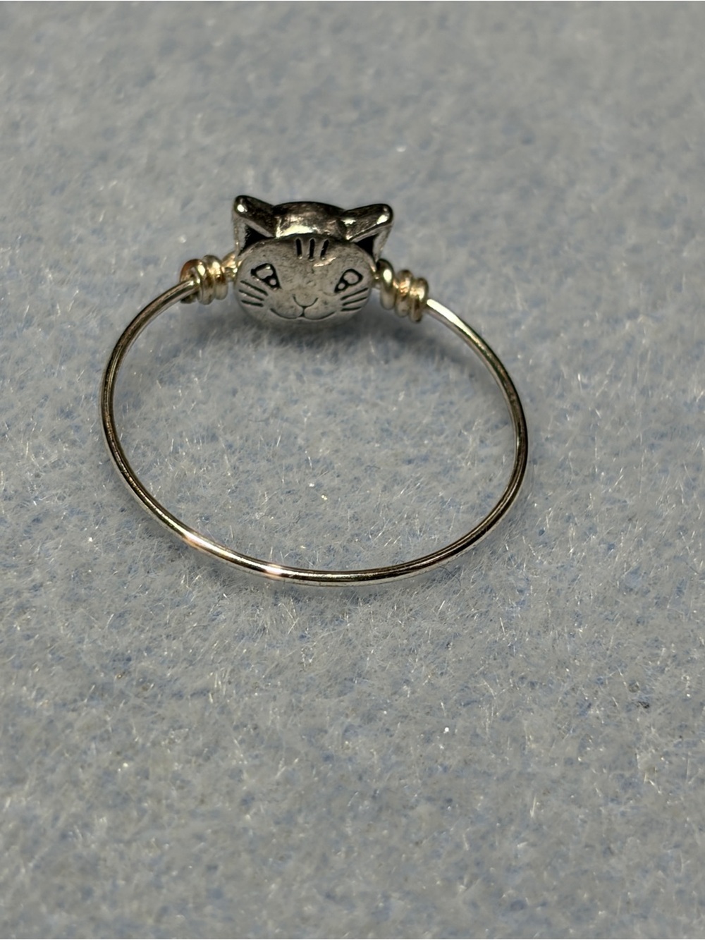 Silver Cat Charm Ring
